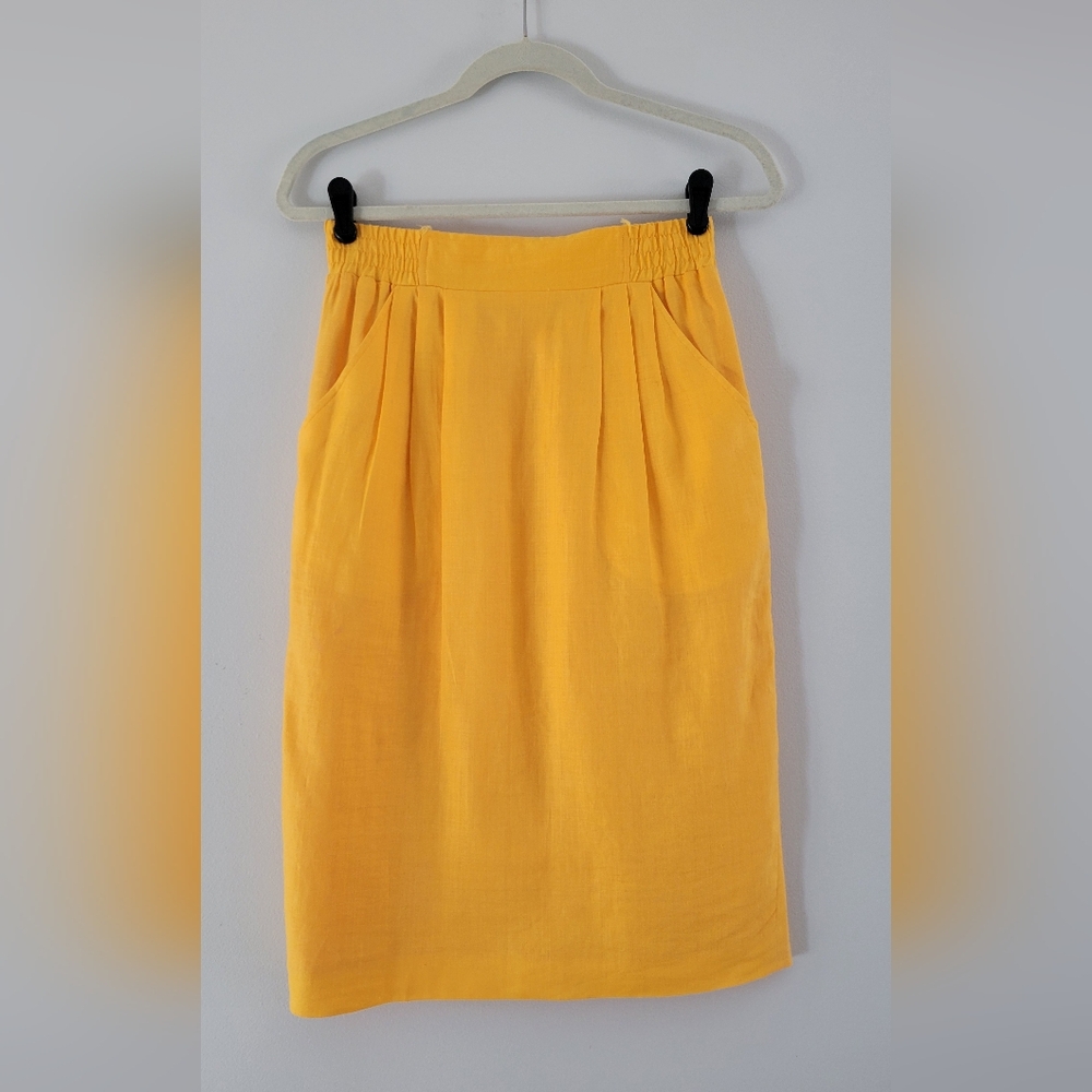 Vintage Brett Harrison Yellow Linen Skirt Size M